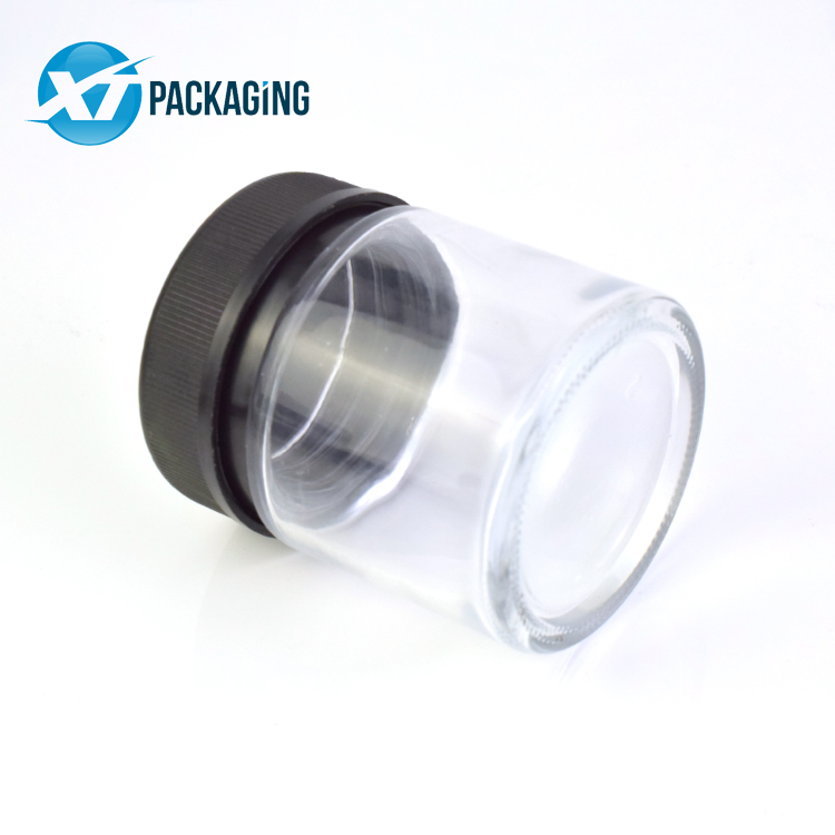 Clear concentrate glass jar square glass jar for hemp flower child resistant lid