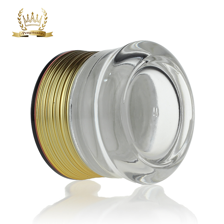 Clear cosmetic packaging jar 30g cream glass jar with gold cover