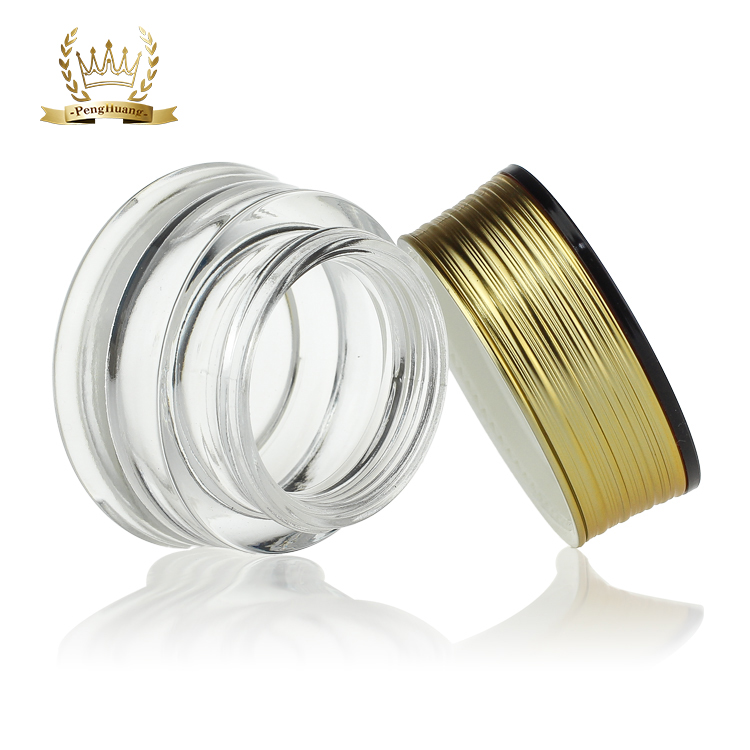 Clear cosmetic packaging jar 30g cream glass jar with gold cover