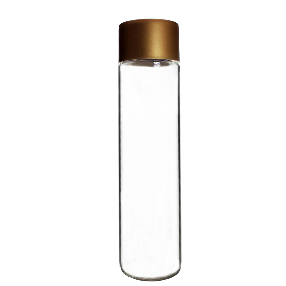 Clear cylindrical 300ML 400ML 500ML beverage juice water glass bottle with screw lid