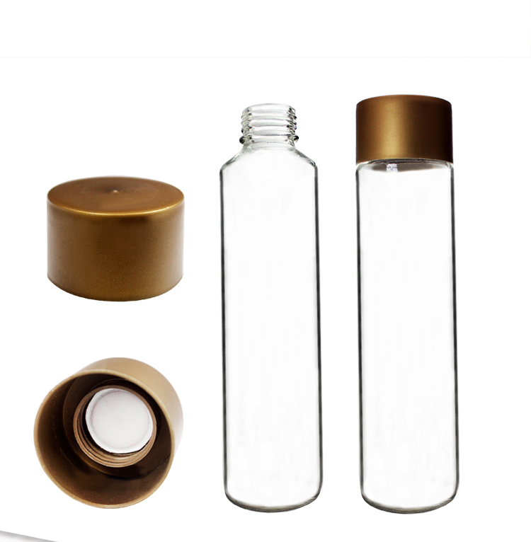 Clear cylindrical 300ML 400ML 500ML beverage juice water glass bottle with screw lid