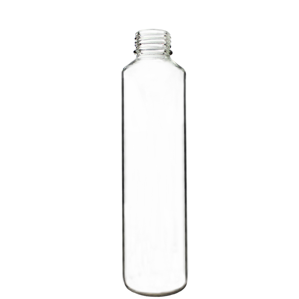Clear cylindrical 300ML 400ML 500ML beverage juice water glass bottle with screw lid