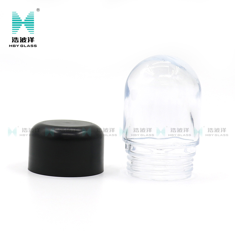 Clear elliptic 90ml cream wax oil glass jar with plastic childproof lid