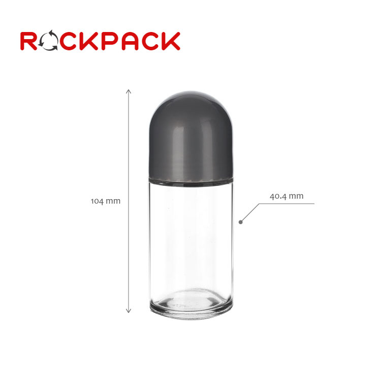 Clear empty 50ml Deodorant Glass Roll On Bottle