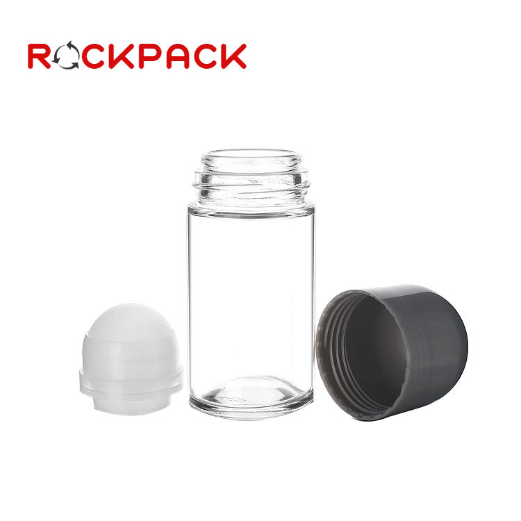 Clear empty 50ml Deodorant Glass Roll On Bottle