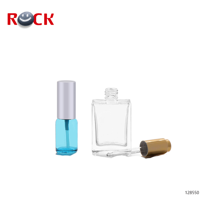 Clear empty 50ml square transparency glass essential oil bottle with dropper