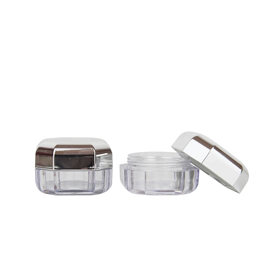 Clear empty loose powder compact container case cosmetic packaging loose powder jar with normal sifter rotating sifter