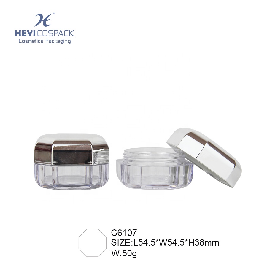 Clear empty loose powder compact container case cosmetic packaging loose powder jar with normal sifter rotating sifter