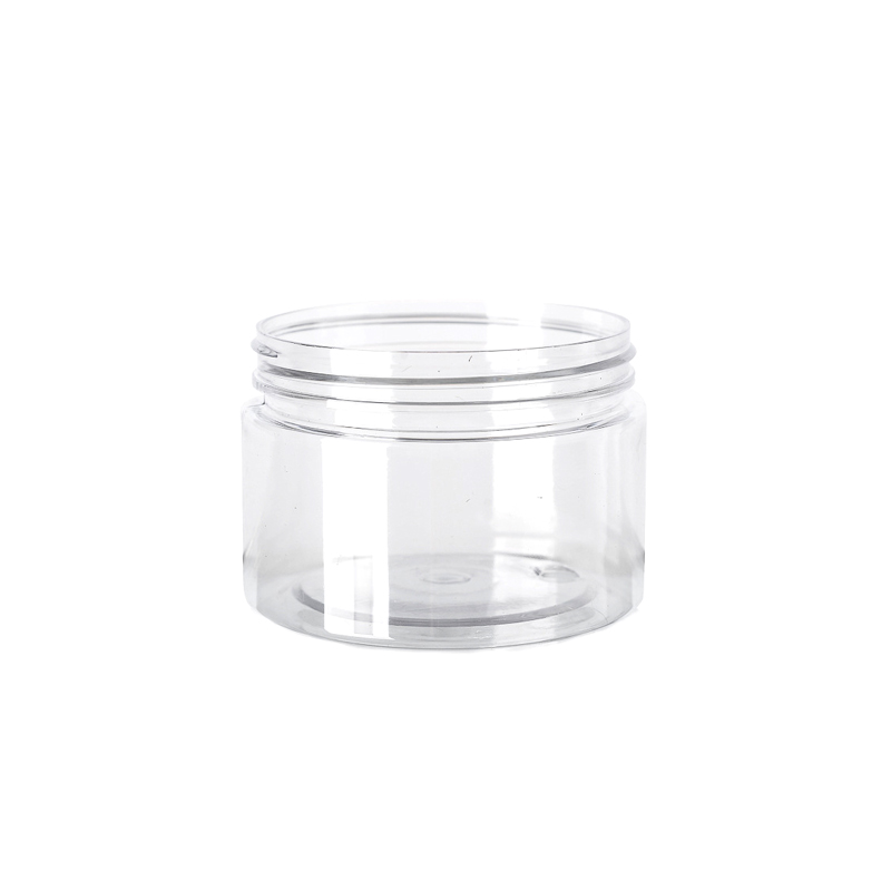 Clear empty pet plastic jar for food cookie with plastic aluminum lid screw cap