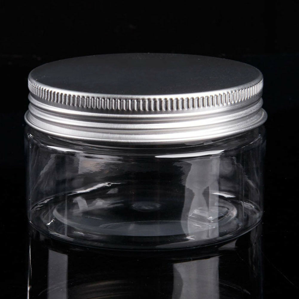 Clear empty plastic cosmetic personal care jar