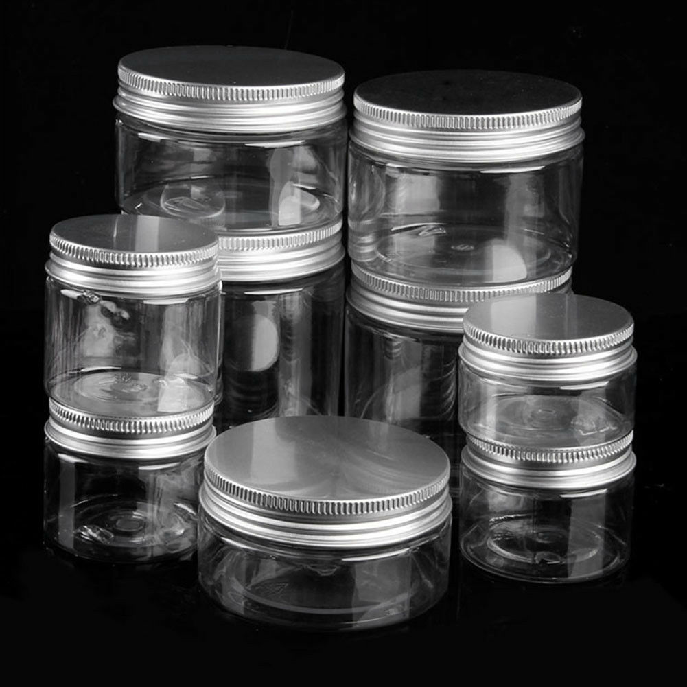 Clear empty plastic cosmetic personal care jar