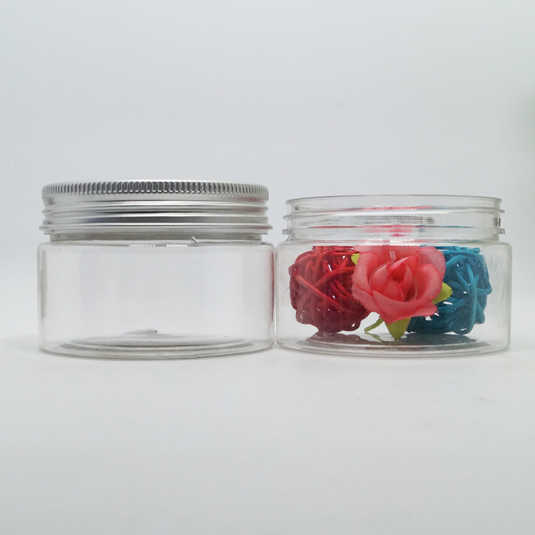 Clear empty plastic cosmetic personal care jar