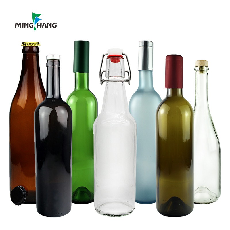 Clear glass beverage bottle with swing top lid 500ml glass wine bottle