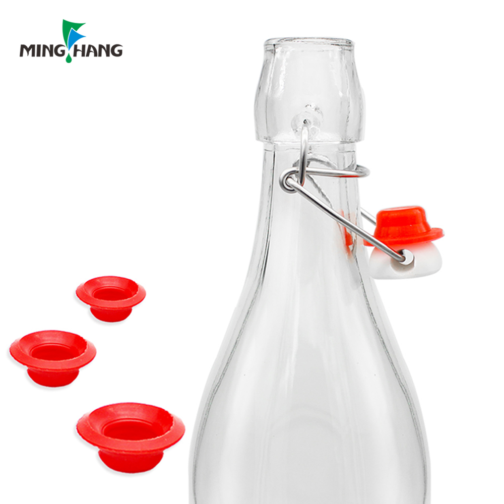 Clear glass beverage bottle with swing top lid 500ml glass wine bottle