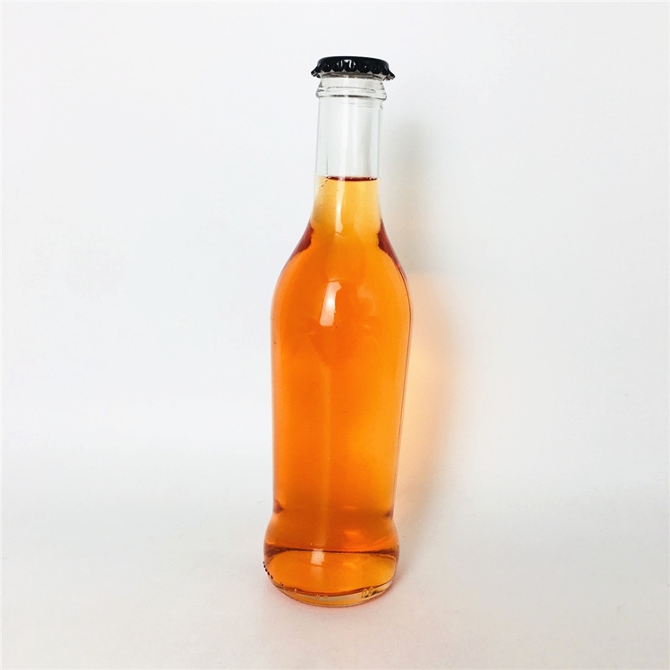 Clear glass bottle for cola /cocktail rio 275ml glass soda water bottle with crown cap