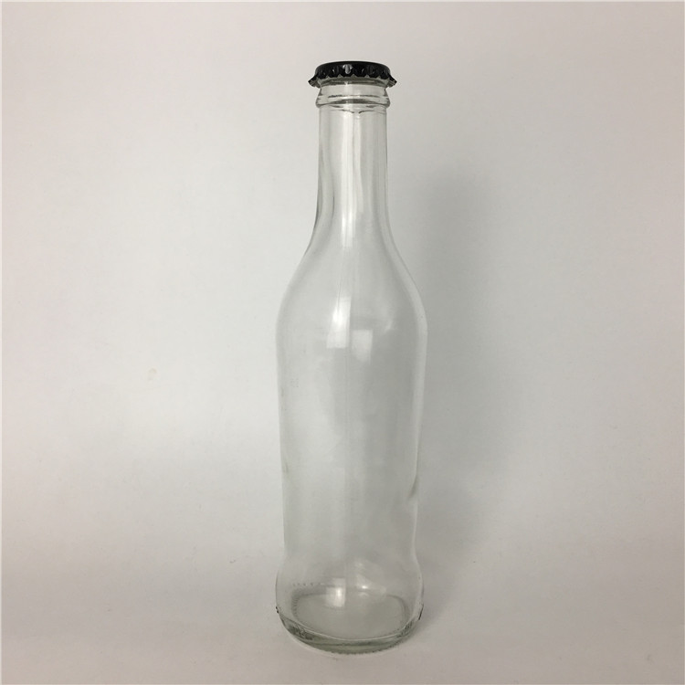 Clear glass bottle for cola /cocktail rio 275ml glass soda water bottle with crown cap