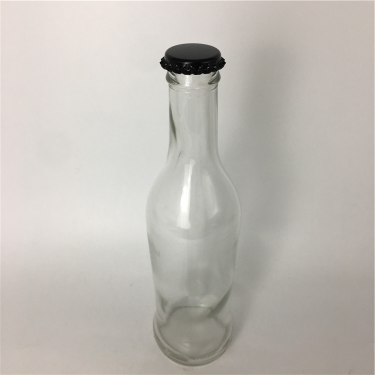 Clear glass bottle for cola /cocktail rio 275ml glass soda water bottle with crown cap