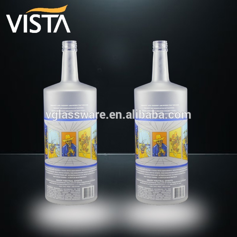 Clear glass bottle for vodka 1 liter