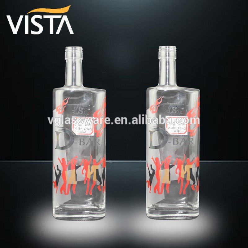 Clear glass bottle for vodka 1 liter