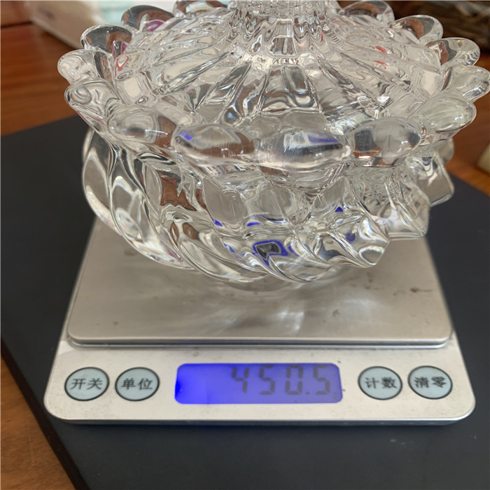 Clear glass candy jar crystal food container with lid