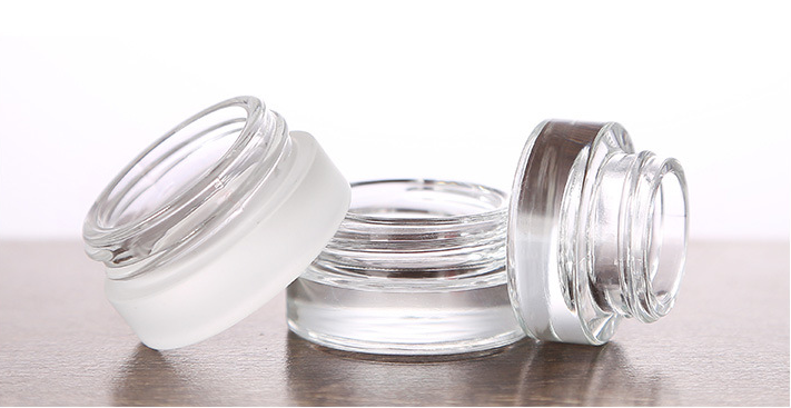 Clear glass cosmetic jar 5ml 10ml container round glass cream packing with black caps