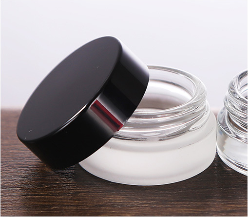 Clear glass cosmetic jar 5ml 10ml container round glass cream packing with black caps
