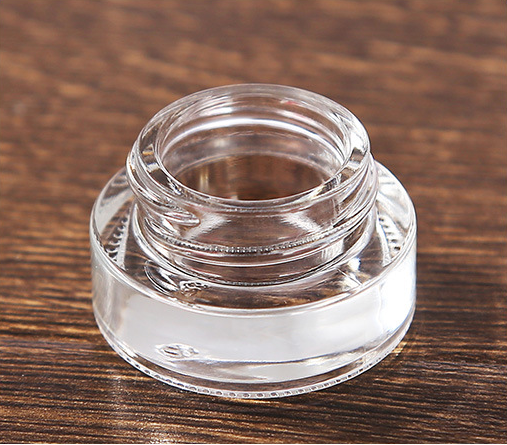 Clear glass cosmetic jar 5ml 10ml container round glass cream packing with black caps