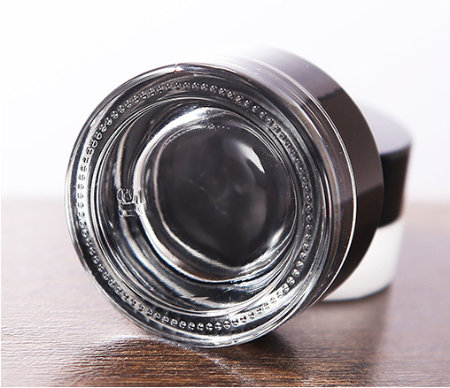 Clear glass cosmetic jar 5ml 10ml container round glass cream packing with black caps