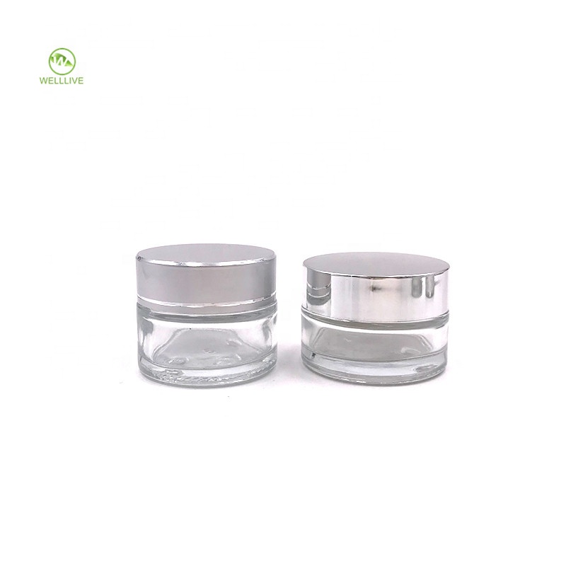 Clear glass cream jar 30g 50g natural glass empty container for cosmetic packaging