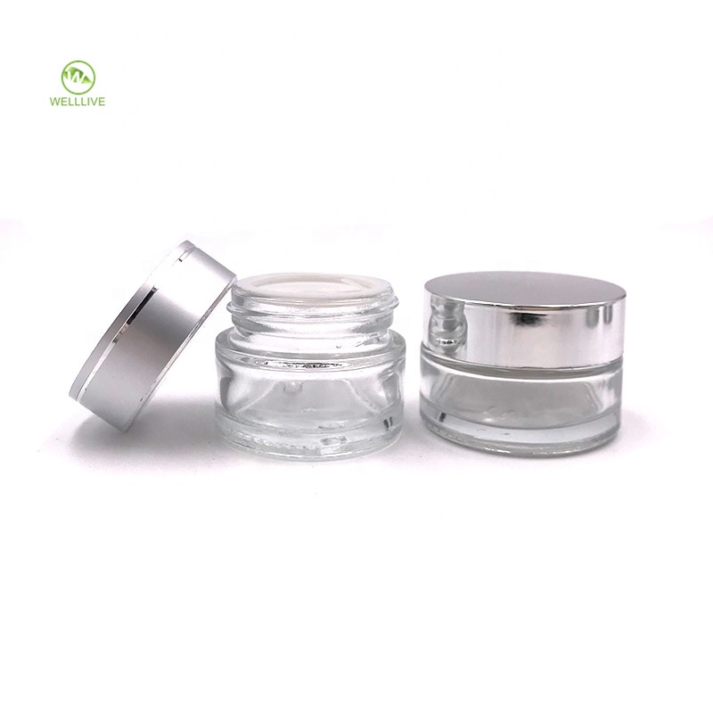 Clear glass cream jar 30g 50g natural glass empty container for cosmetic packaging