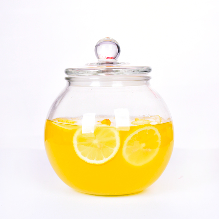 Clear glass flower tea sealed  multigrain lemon food jar household storage jar large pickle jar
