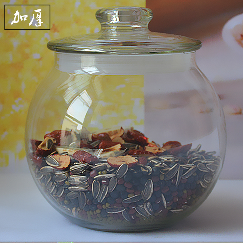 Clear glass flower tea sealed multigrain lemon food jar household storage jar large pickle jar
