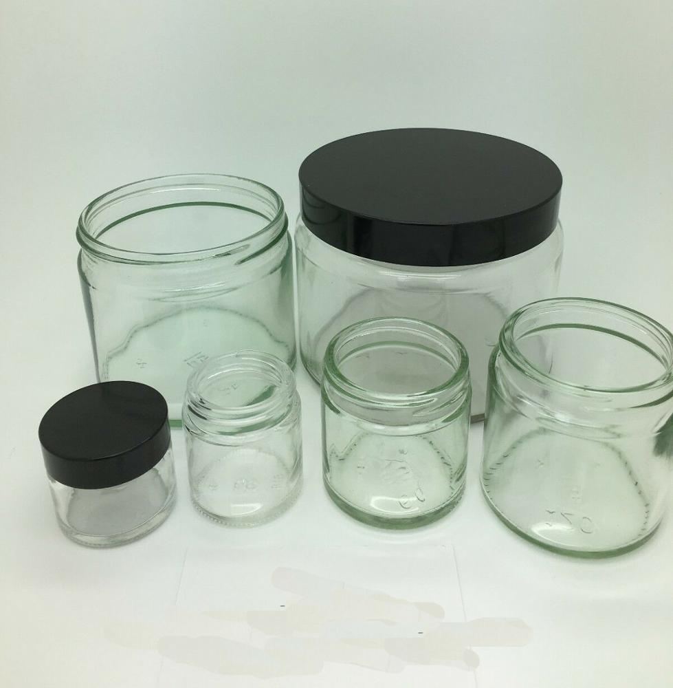 Clear glass jar cosmetic 250ml packaging white glass bottle for cosmetic powder