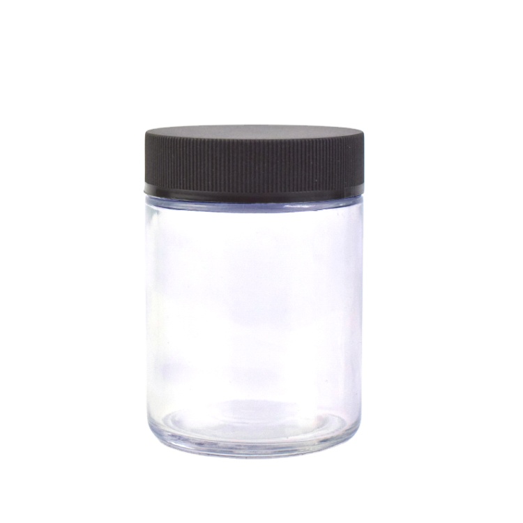 Clear glass jar with screw caps child resistant glass bottles 2oz 3oz