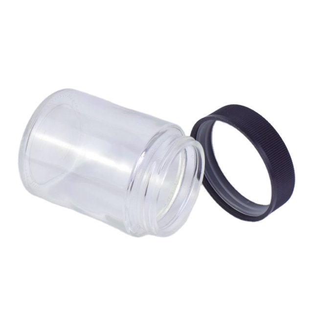 Clear glass jar with screw caps child resistant glass bottles 2oz 3oz