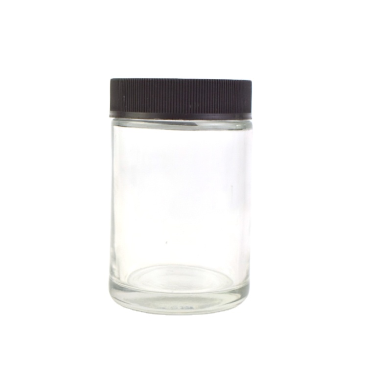 Clear glass jar with screw caps child resistant glass bottles 2oz 3oz