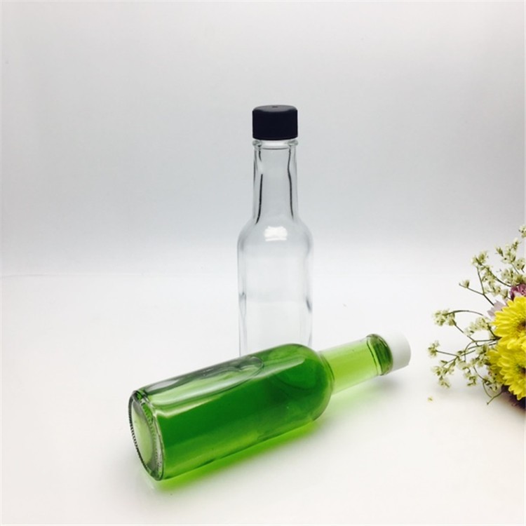 Clear glass soy sauce bottle hot sauce bottle with plastic lid 5oz 6oz 8oz