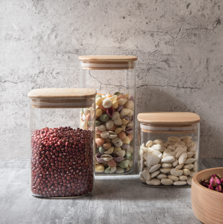 Clear high borosilicate glass food storage jar