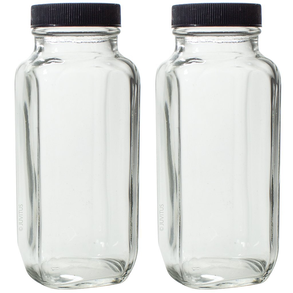 Clear milk 8oz 16oz french square Glass Bottle for Cold Brew Coffee with metal Lid