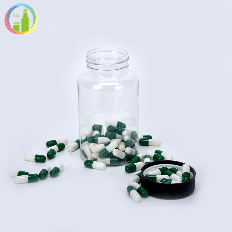 Clear pet pharma capsule supplement bottle pharmaceutical pill storage bottles