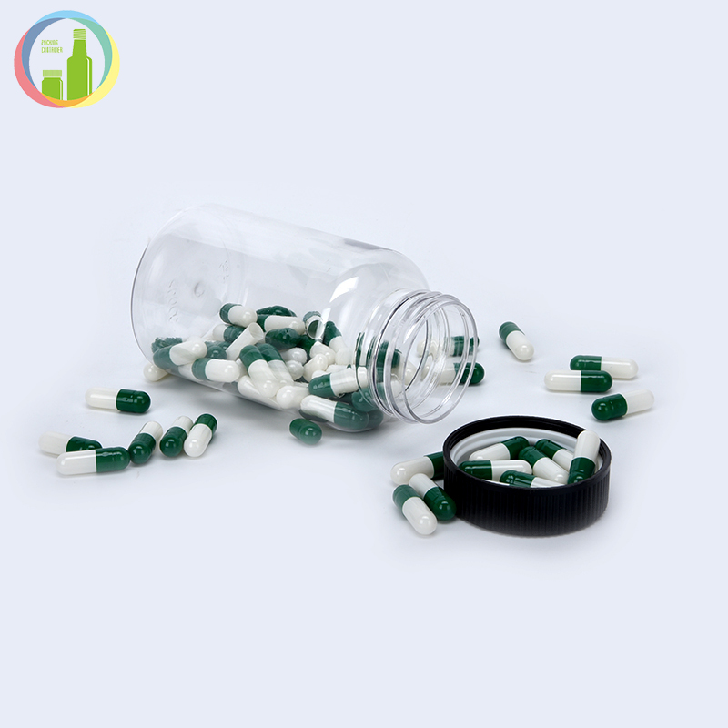 Clear pet pharma capsule supplement bottle pharmaceutical pill storage bottles