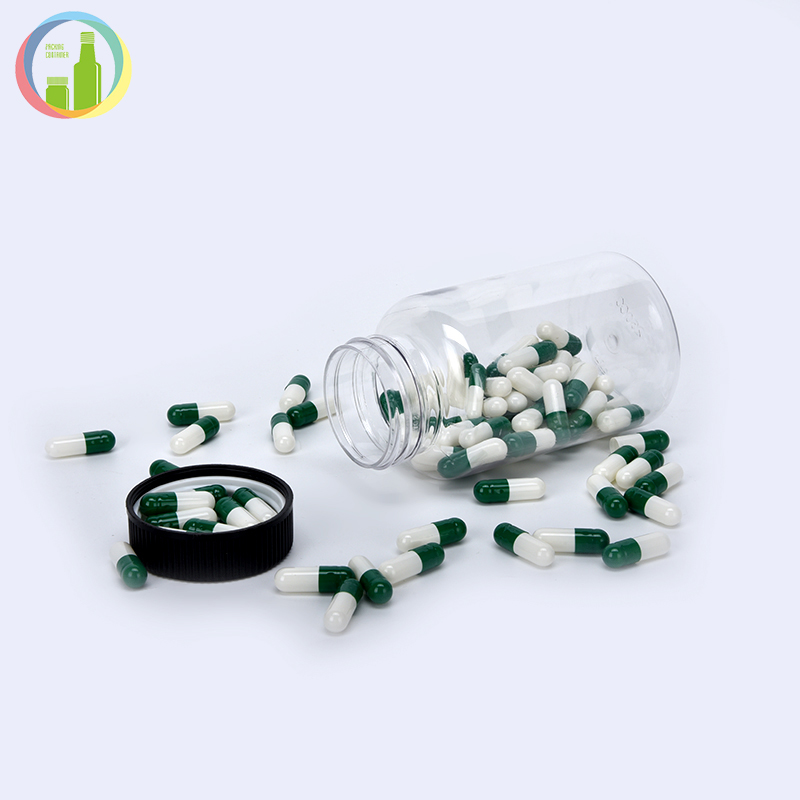 Clear pet pharma capsule supplement bottle pharmaceutical pill storage bottles