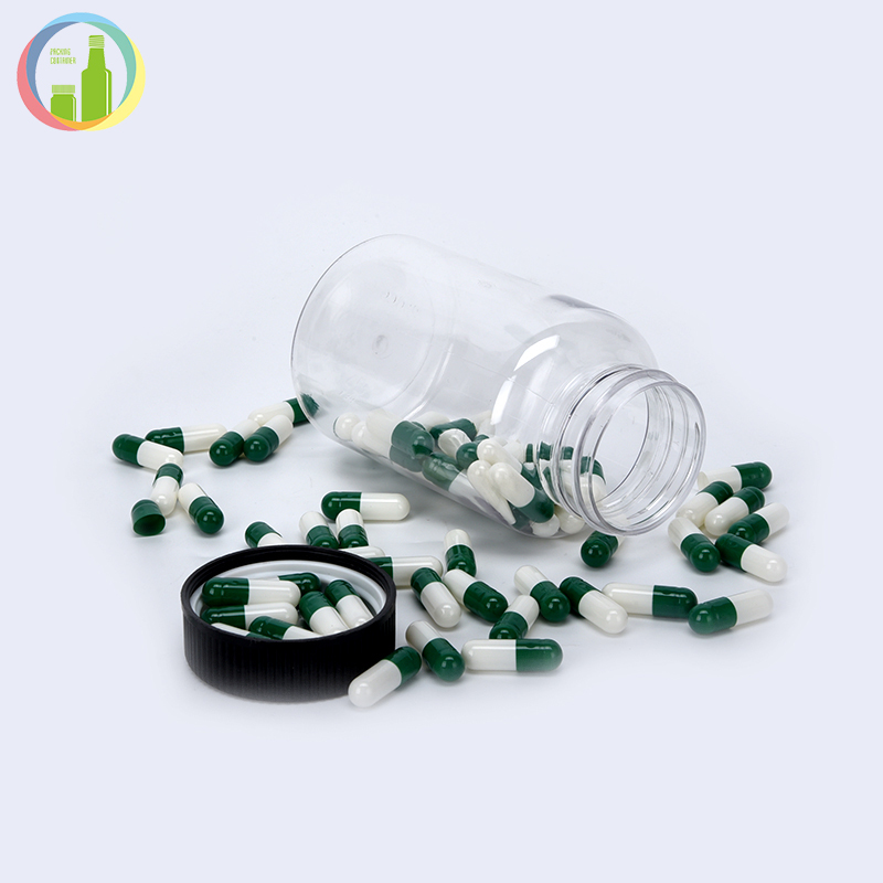 Clear pet pharma capsule supplement bottle pharmaceutical pill storage bottles