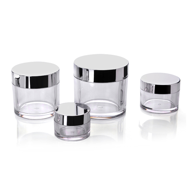 Clear plastic cream jar with thick wall better than glass