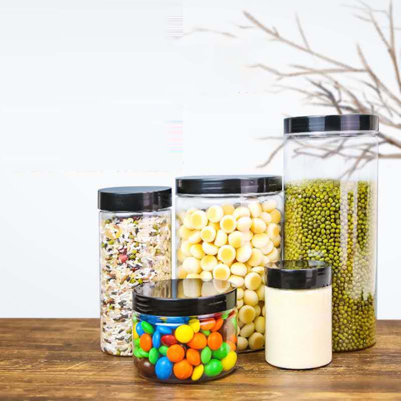 Clear plastic pet jar 1000 ml candy jar