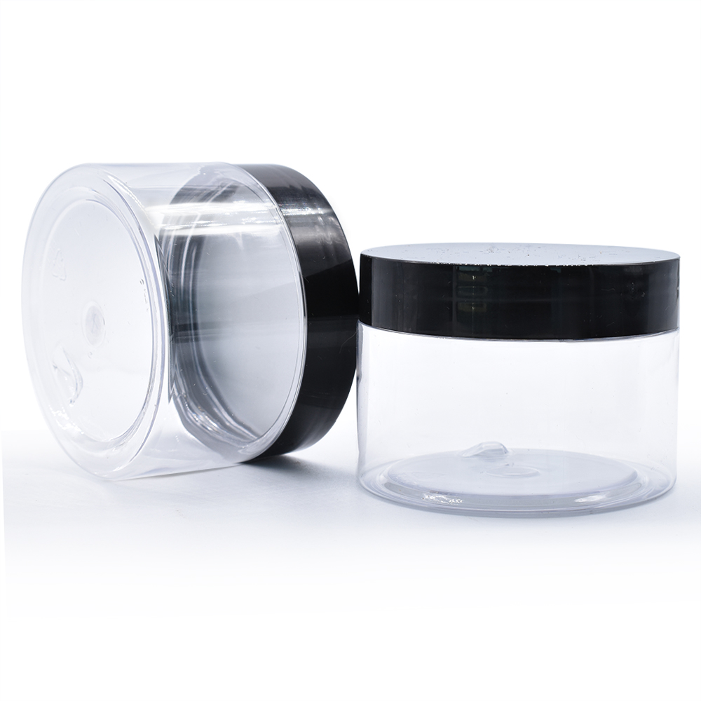 Clear plastic pet jar 150ml with white cap for cosmetic cream