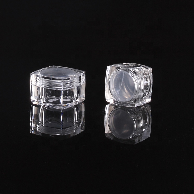 Clear plastic petg material square jar with powder sieve tank for cosmetic packaging transparent