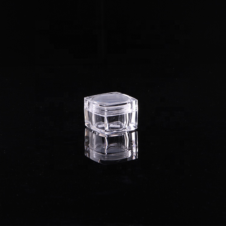 Clear plastic petg material square jar with powder sieve tank for cosmetic packaging transparent