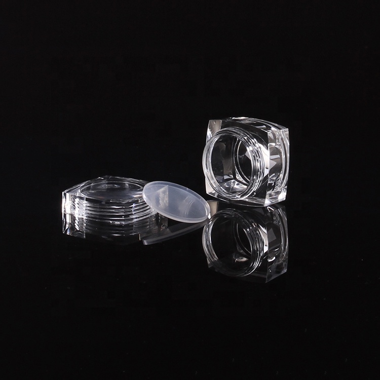 Clear plastic petg material square jar with powder sieve tank for cosmetic packaging transparent