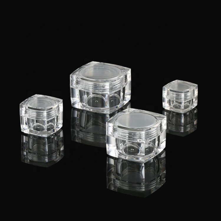 Clear plastic petg material square jar with powder sieve tank for cosmetic packaging transparent